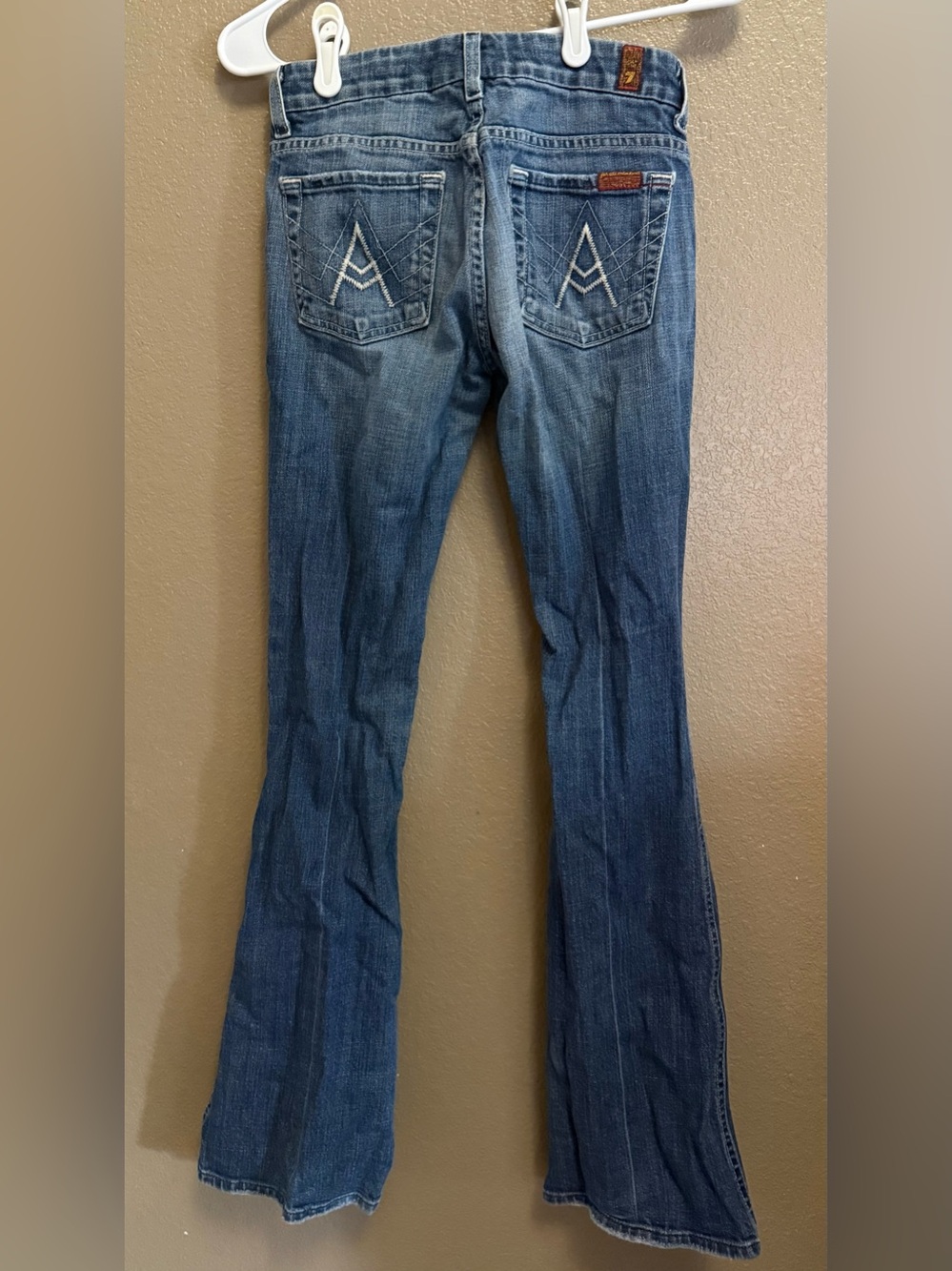 7 For All Mankind Blue Denim Flare Jeans
